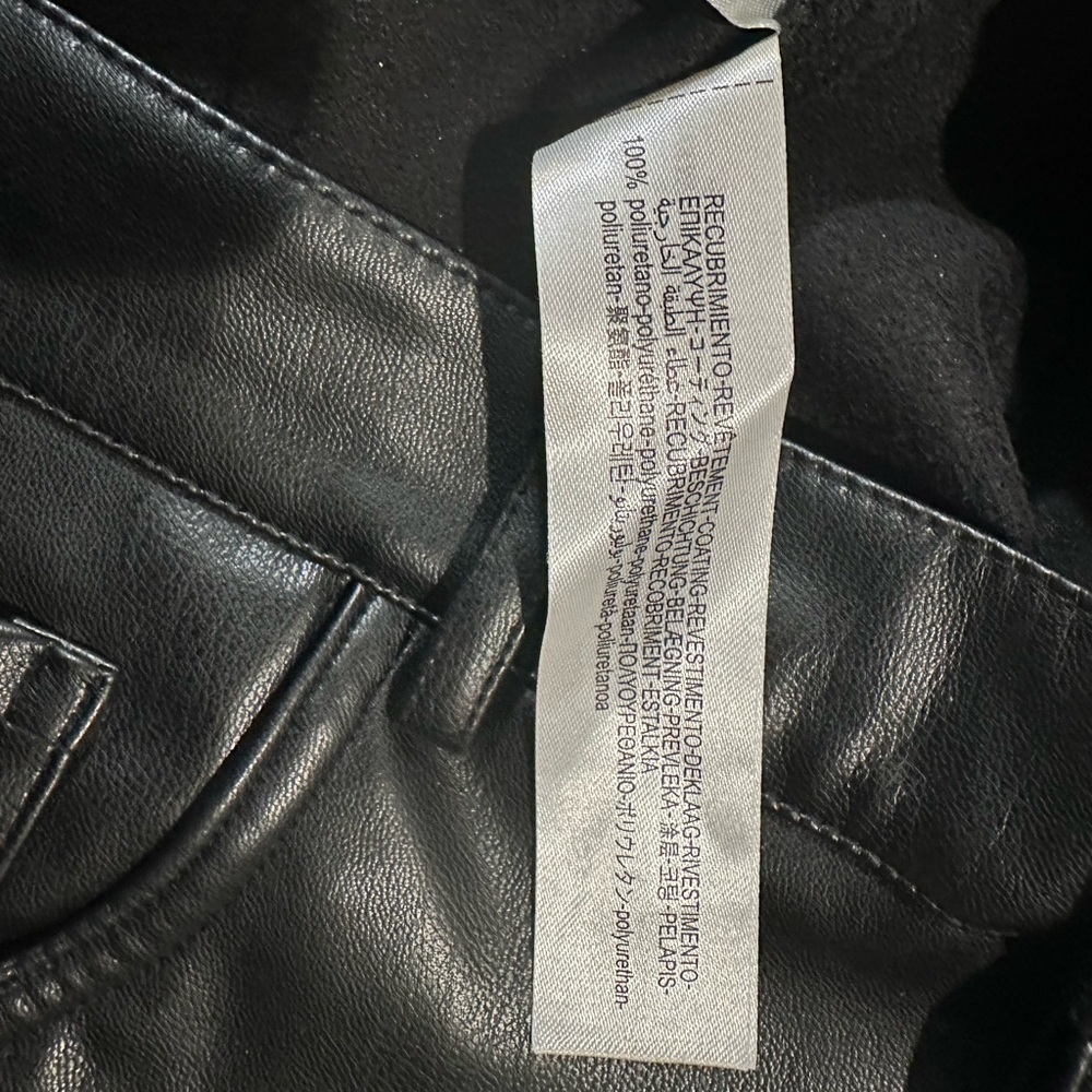 ZARA Pants Women's Size Large Faux Leather Black High Rise Straight Leg Zip - Picture 6 of 11